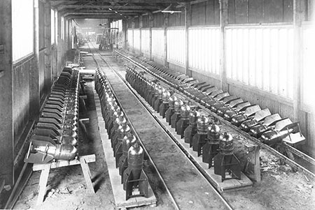 Bomb casings at Shaw's Foundry